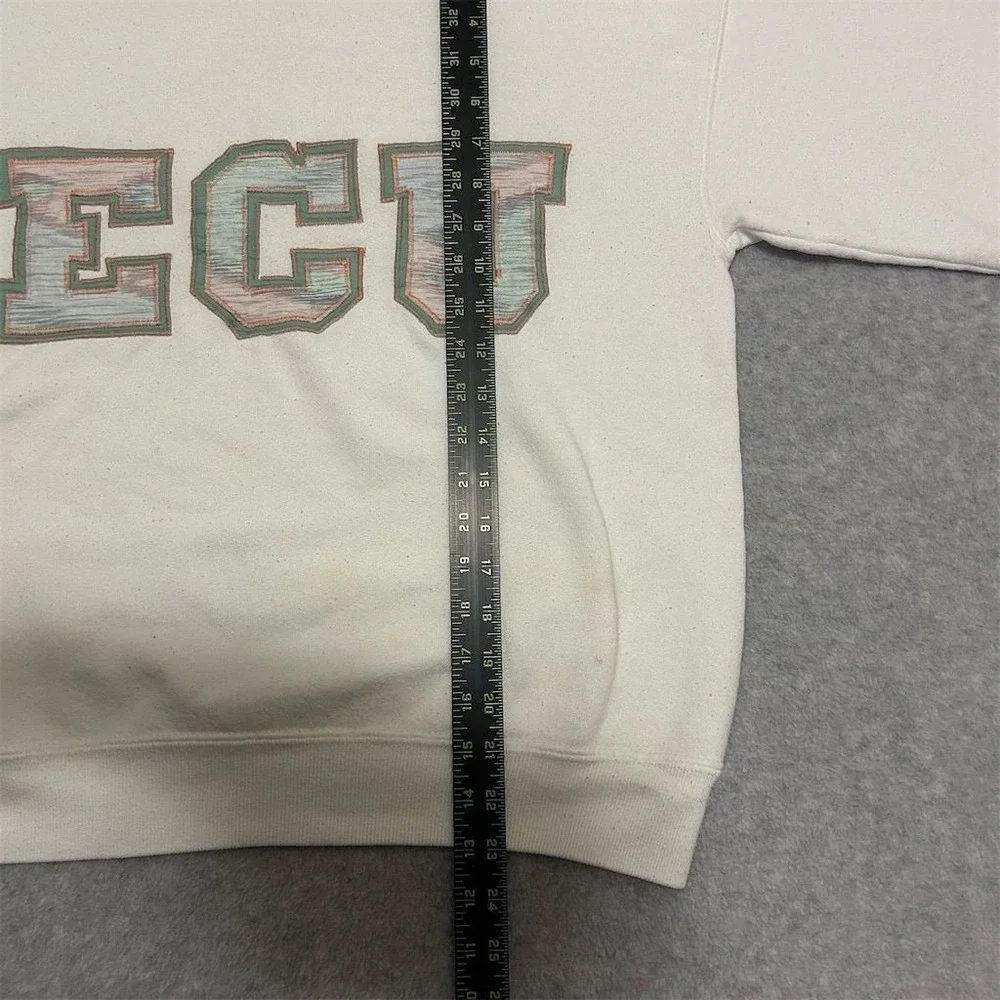 Vintage Lee ECU‎ Crewneck Sweatshirt Ivory Size L Graphic Print